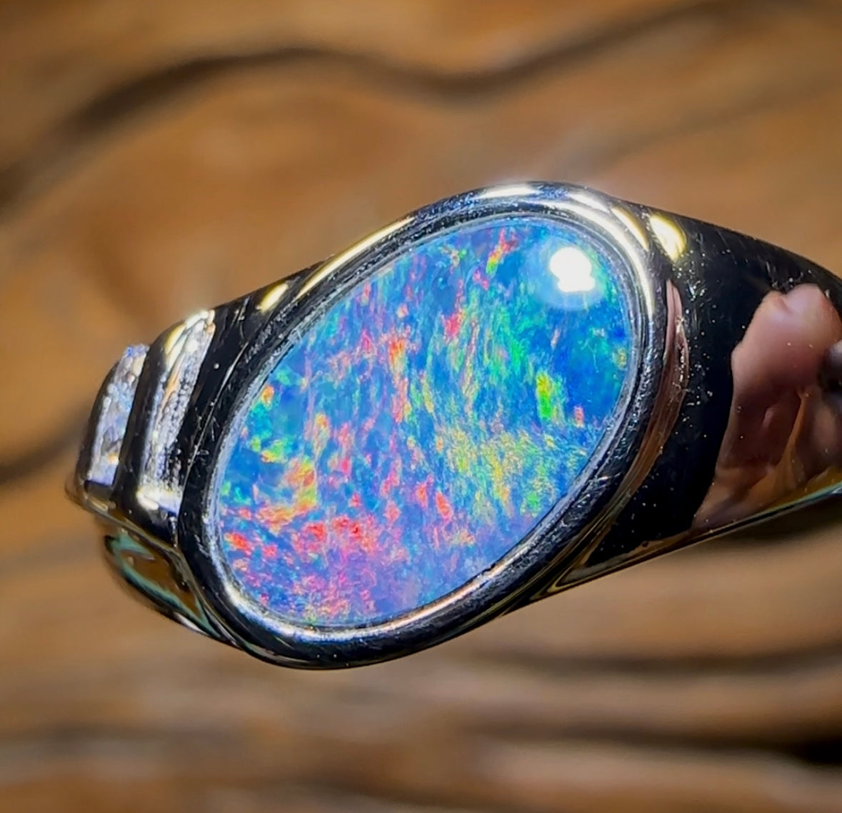 Sterling Silver - Unisex Queensland Boulder Opal Doublet Ring - Opal Whisperers