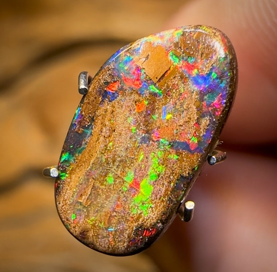 2.63cts - Queensland Boulder Seam Opal from Winton With Red