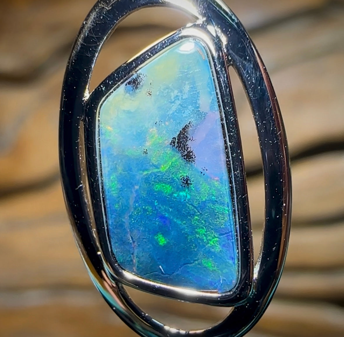 (Purple) Sterling Silver - SOLID Australian Boulder Opal Pendant - Opal Whisperers