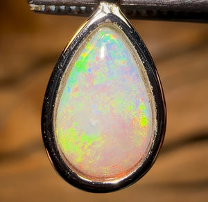 Sterling Silver - Solid South Australian Crystal Opal Pendant - Opal Whisperers