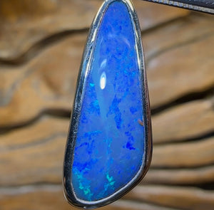 Sterling Silver - Solid Australian Boulder Opal Pendant