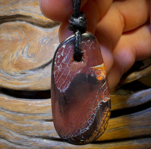 47 x 24mm - Drilled Boulder Opal Pendant w/ Eco Friendly Vegan Cord