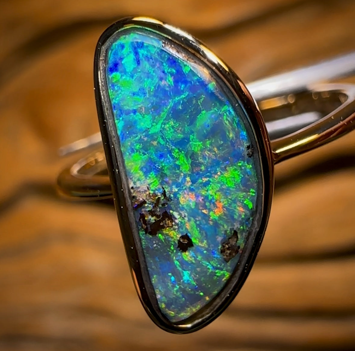 14k Gold - Solid Queensland Boulder Opal Ring
