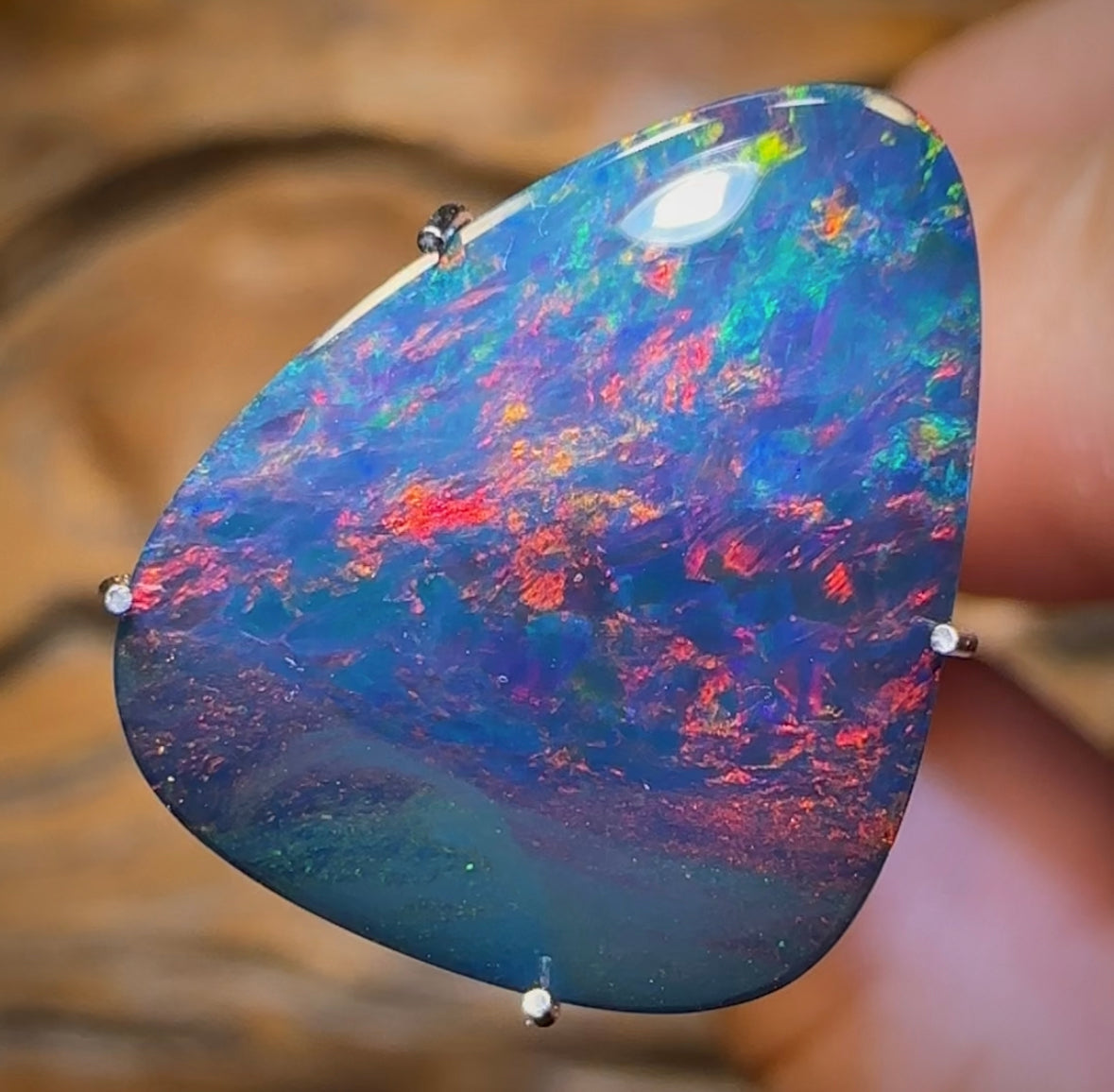 5cts - “Midnights Fire”Australian Boulder Opal Doublet - Opal Whisperers