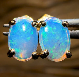 9k Gold - Claw Set Solid South Australian Opal Earrings - Opal Whisperers