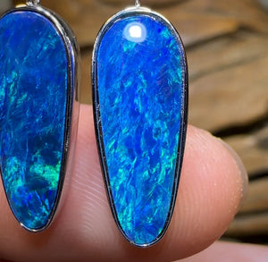 9k White Gold - Australian Boulder Opal Doublet Hook Earrings. - Opal Whisperers