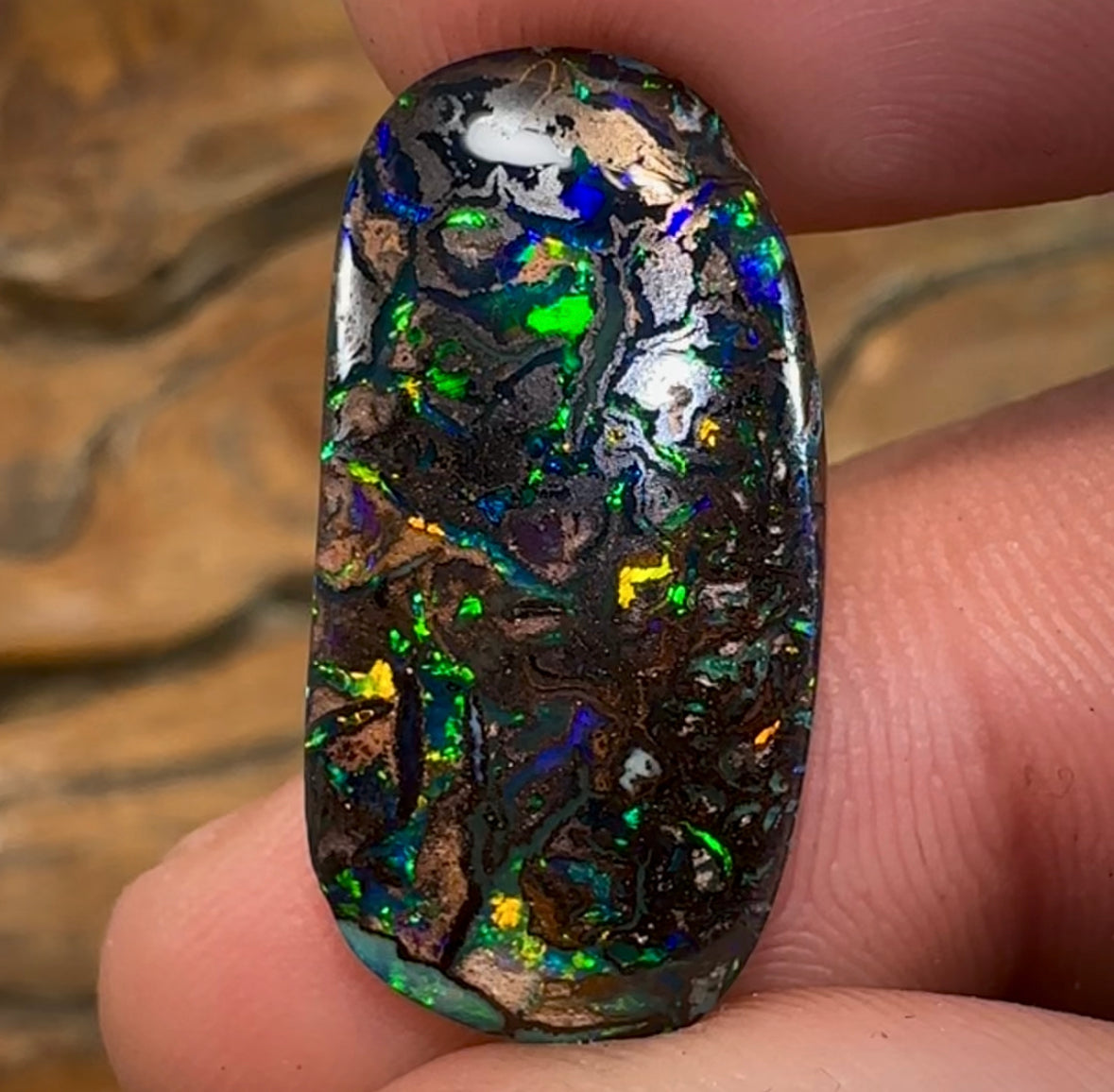 18cts - Solid Tribal Pattern Koroit Black Boulder Opal - Opal Whisperers