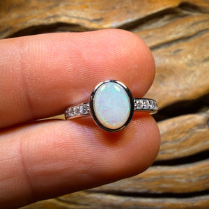 🔨 AUCTION 🔨 Sterling Silver - South Australian Crystal Opal Ring
