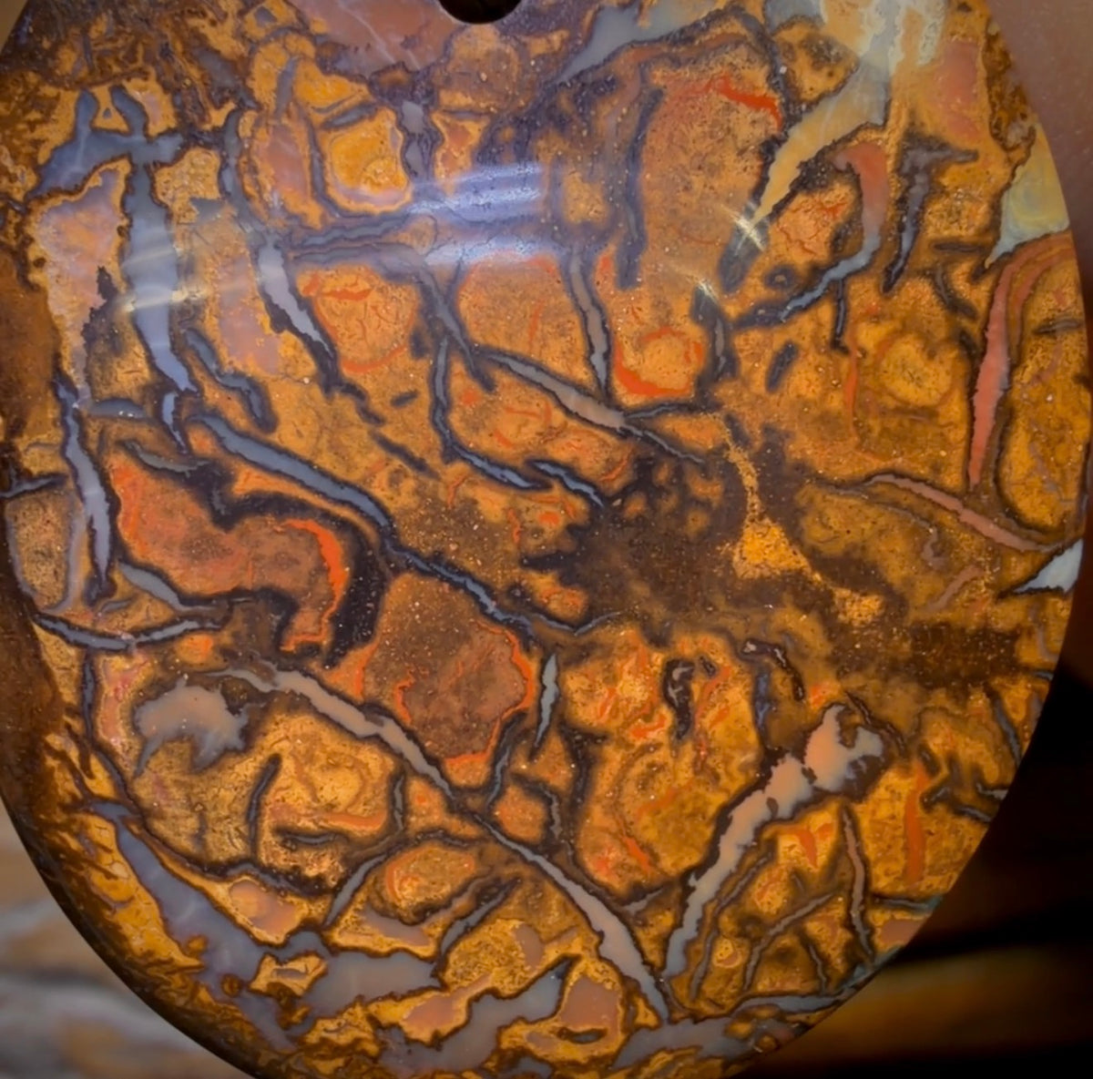 41 x 34mm - Drilled Boulder Opal Pendant w/ Eco Friendly Vegan Cord