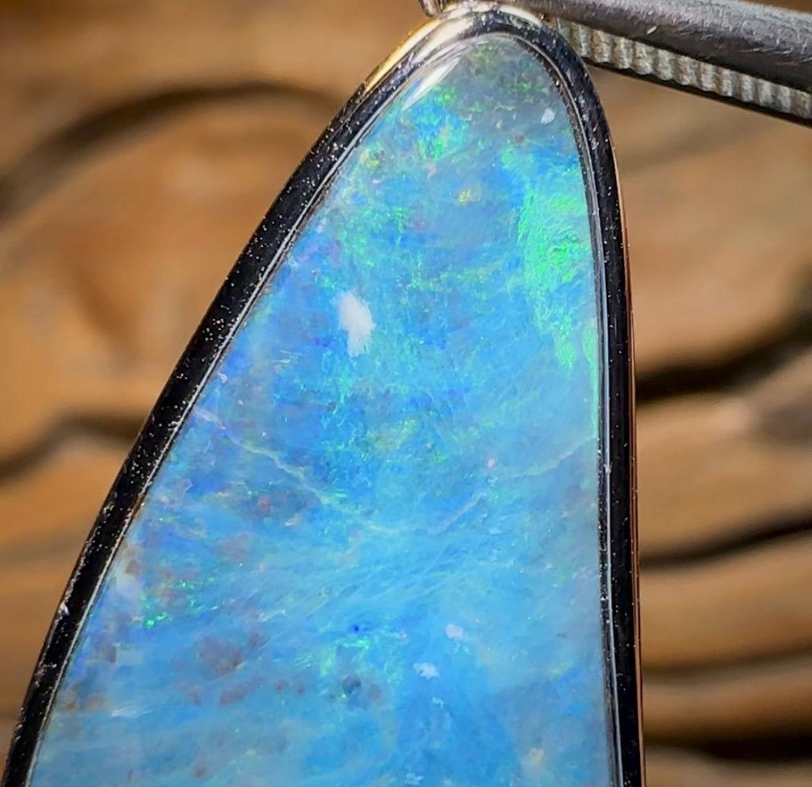 Sterling Silver - SOLID Australian Boulder Opal Pendant Hand Made Full Face Colour - Opal Whisperers