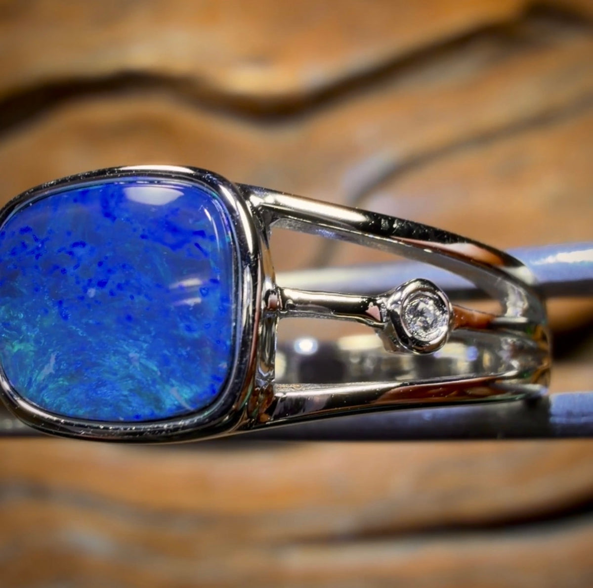 Sterling Silver - Queensland Boulder Opal Doublet Ring Unisex
