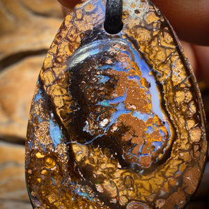 38 x 26mm - “Kernel” Drilled Tribal Queensland Boulder Opal Necklace