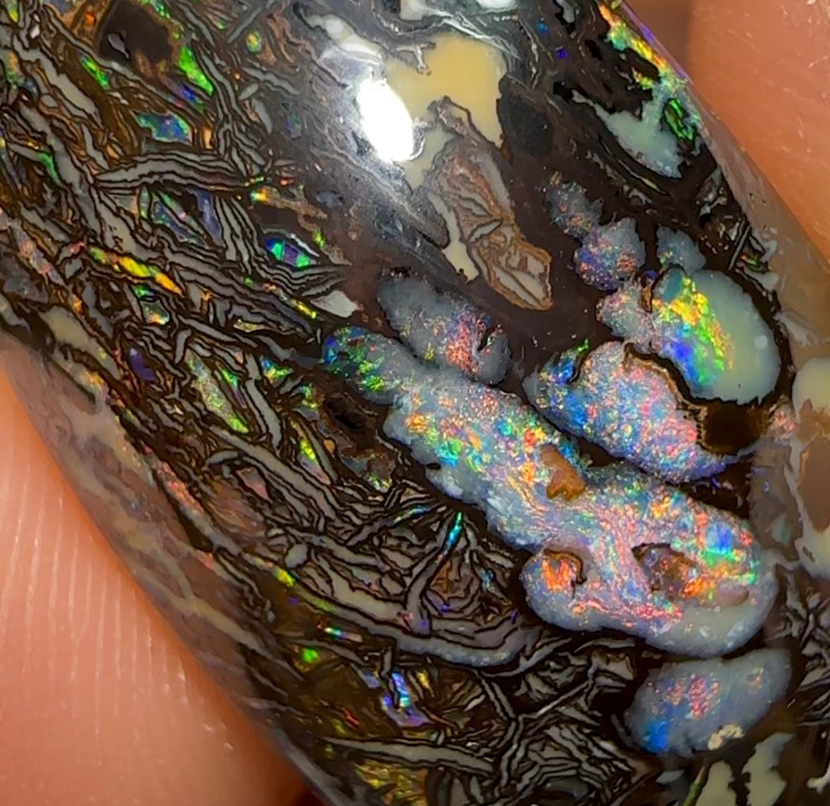 67.4cts - Black Tribal Queensland Boulder Opal from Koroit - Opal Whisperers