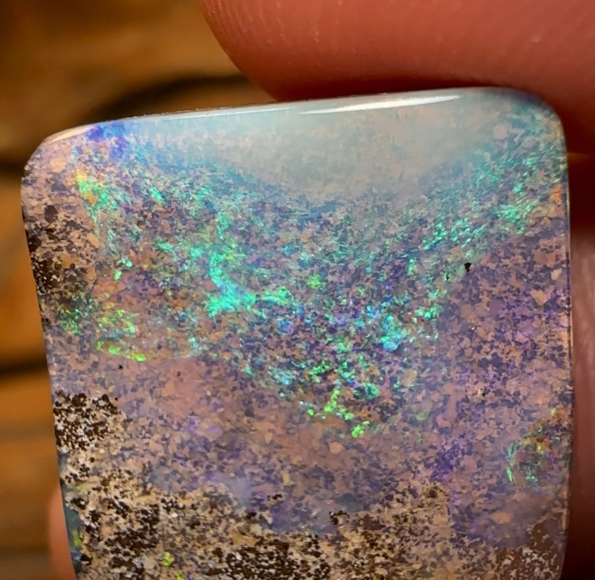 19.8cts - “Aquatic Rectangle” Queensland Boulder Opal from Winton - Opal Whisperers