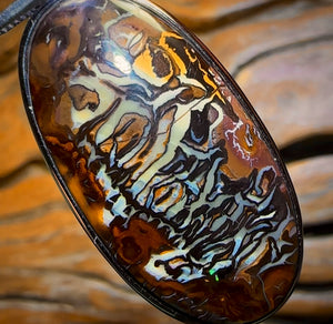 Daddy Storm Sterling Silver - UNISEX Large Solid Tribal Boulder Opal Pendant