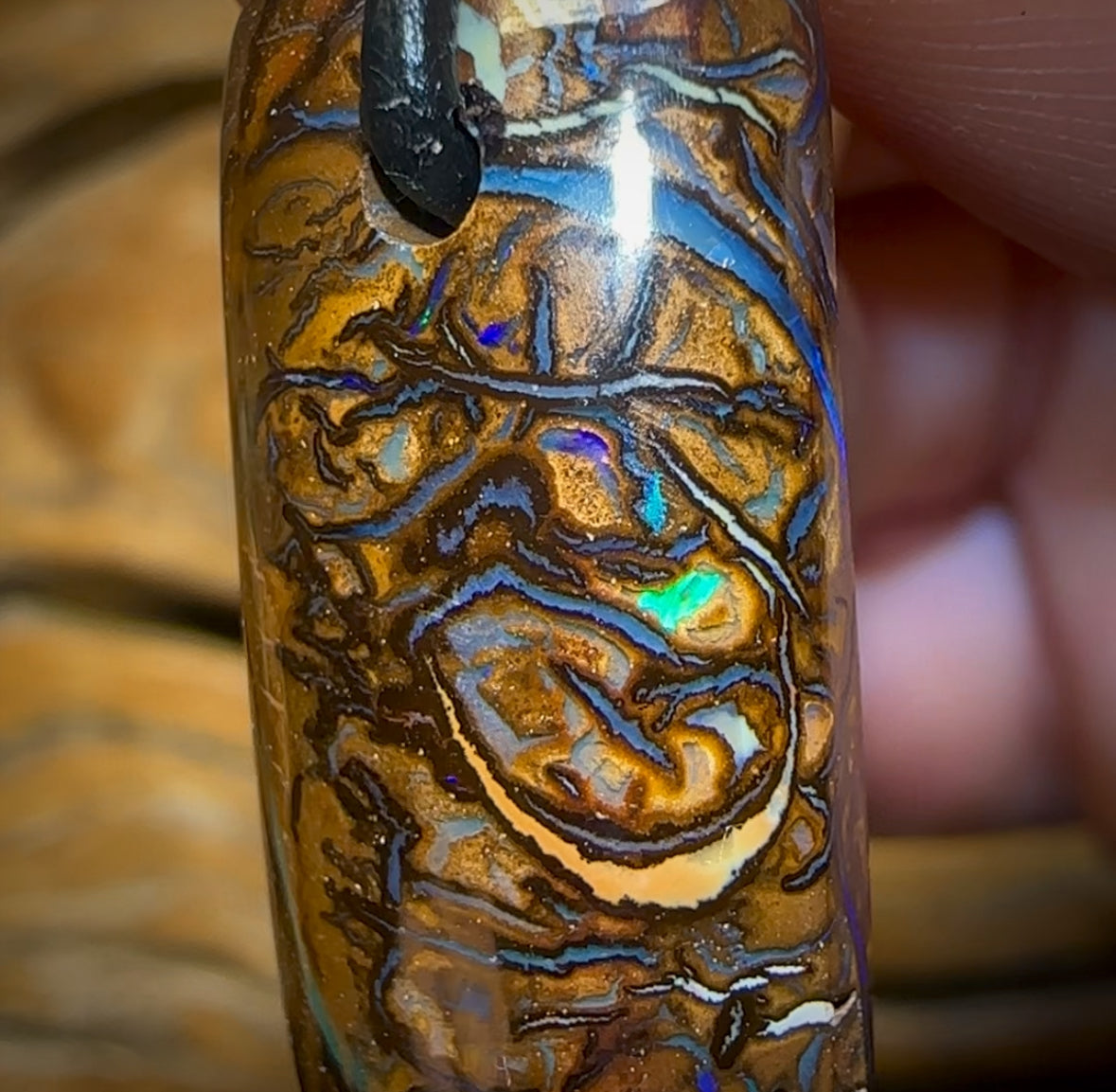 28 x 13mm - “Smiley” Drilled Tribal Australian Boulder Opal Necklace