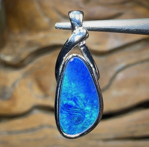 Sterling Silver - Australian Boulder Opal Doublet Pendant - Opal Whisperers