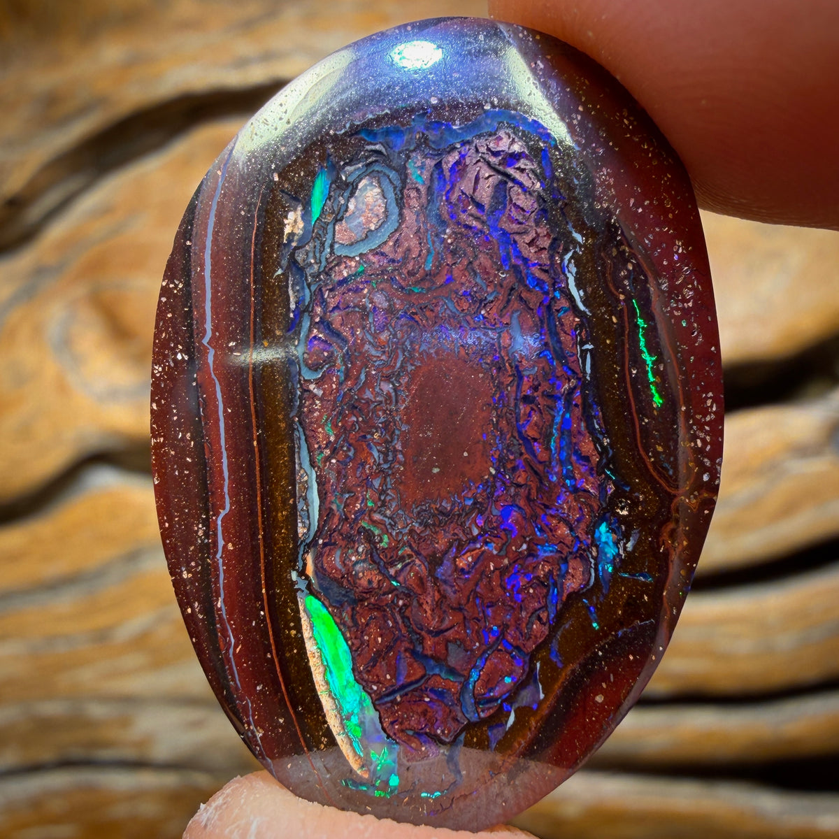 Aren’t You Glad You Hung Around Card! 42.9cts - Yowah Nut Kernel Opal. Double Sided