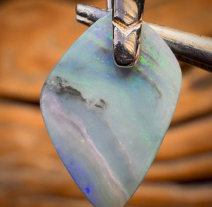 Sterling Silver - South Australian Solid Dark Opal Pendant