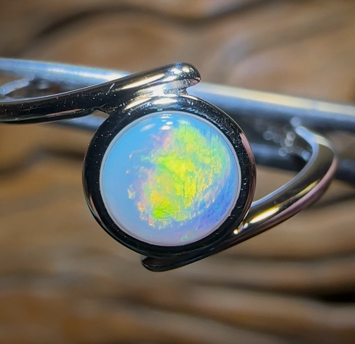 Sterling Silver - South Australian Solid White Opal Ring