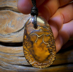 44 x 27mm - Drilled Boulder Opal Pendant w/ Eco Friendly Vegan Cord