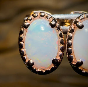 Sterling Silver Plated - South Australian Crystal Opal Stud Earrings