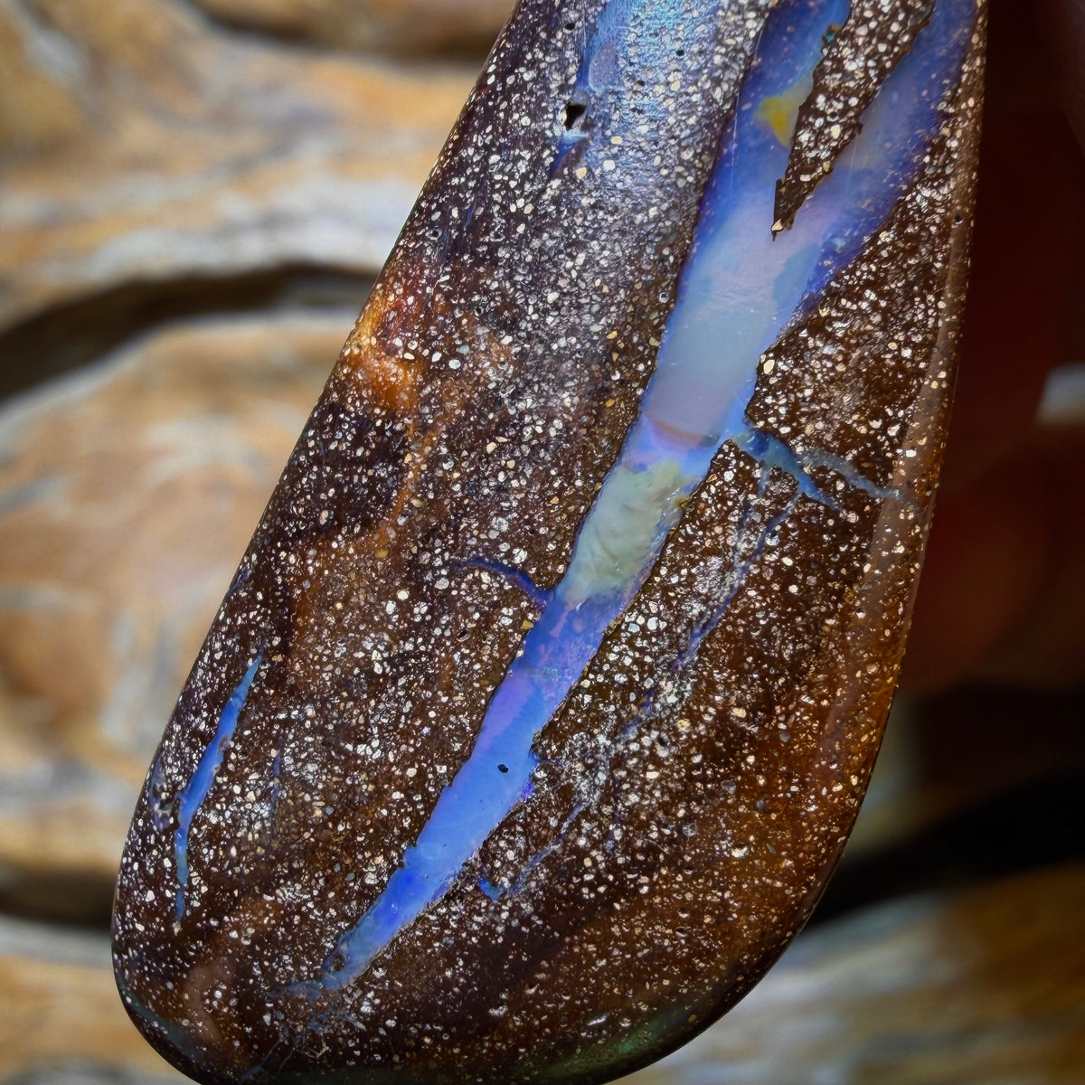 45 x 18mm - Drilled Queensland Boulder Seam Opal Necklace