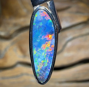 Sterling Silver - Australian￼ Boulder Opal Doublet Pendant - Opal Whisperers