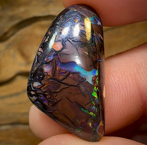 29.2cts - Australian Boulder Opal. Dark Tribal Pattern