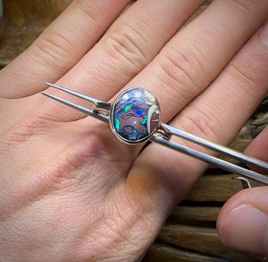 Sterling Silver - Solid Tribal Australian Boulder Opal Ring - Opal Whisperers