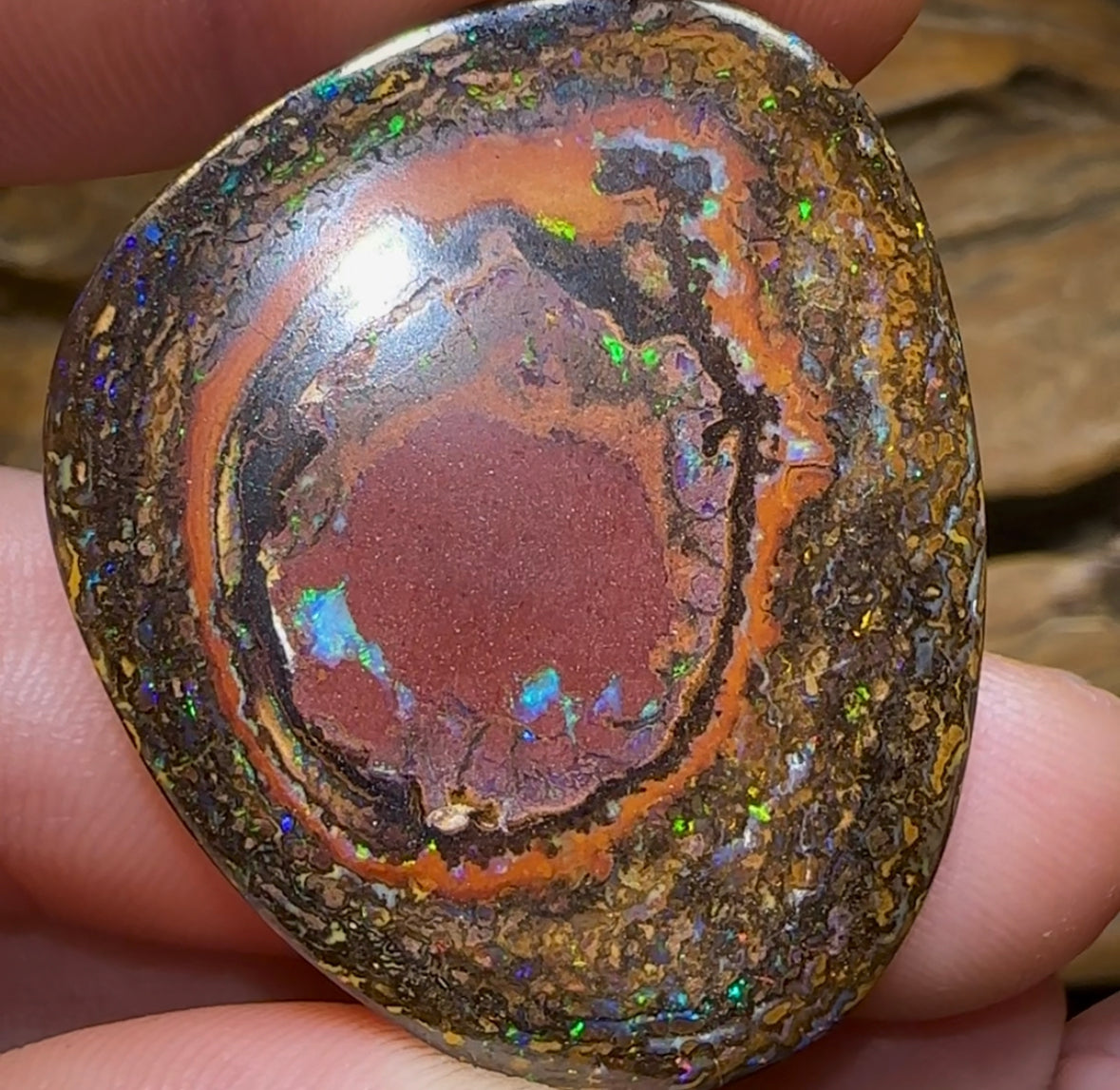 121.3cts - Owl Eyes Tribal Australian Boulder Opal Pair - Opal Whisperers