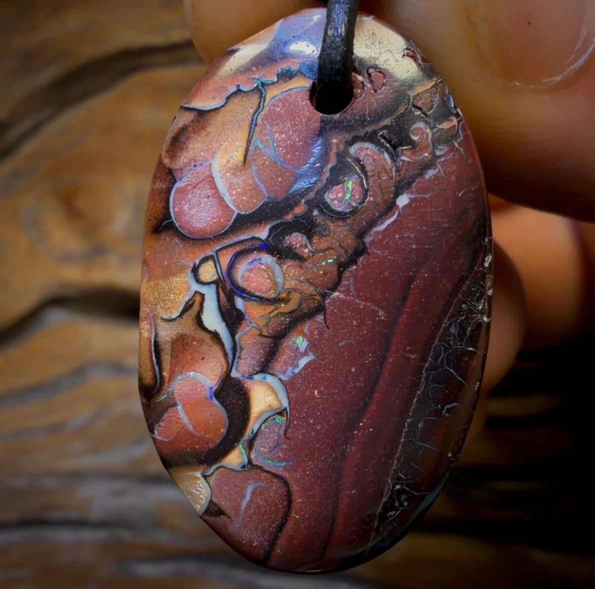 33 x 20mm - Drilled Tribal Queensland Boulder Opal Necklace