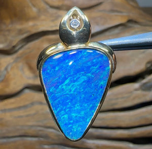 18k Gold - Heritage Collection Stunning Solid Australian Boulder Opal Pendant - Opal Whisperers