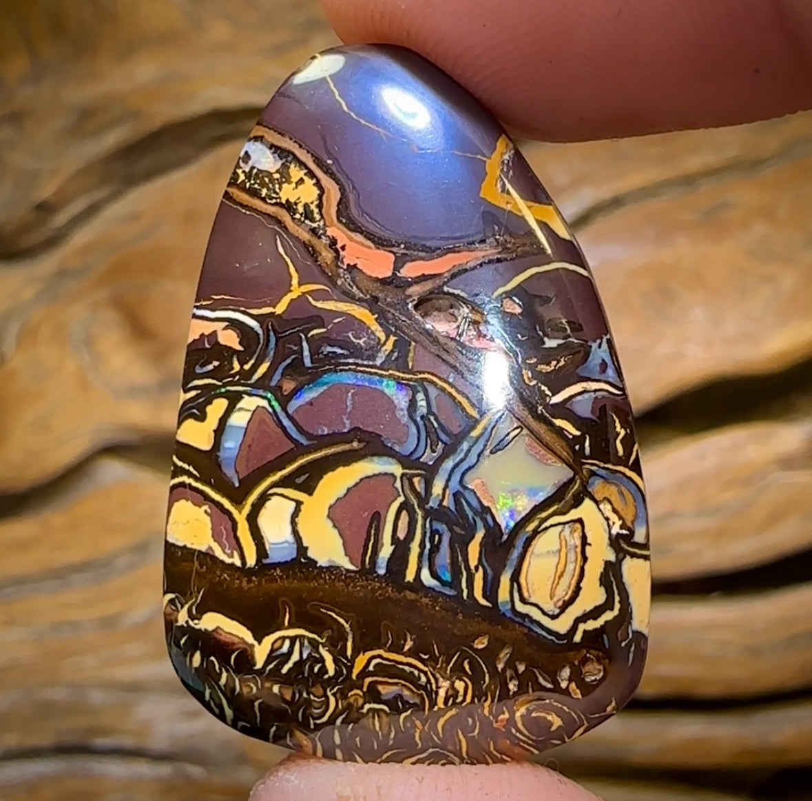 52.8cts - Rare Broad Tribal Double Sided Queensland Boulder Opal Picture Stone