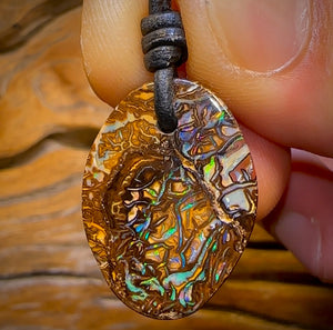 26 x 19mm - Wow Crazy Pattern Drilled Australian Tribal Boulder Opal Necklace