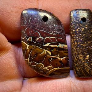 86.8cts - 3x Drilled Tribal Queensland Boulder Opals. BARGAIN Wholesale Parcel