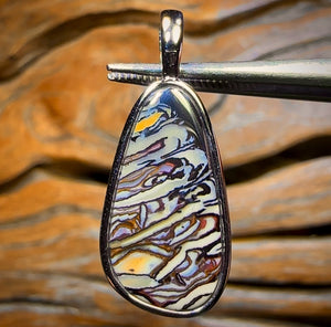 White Tribal Daddy Sterling Silver - UNISEX Solid Tribal Boulder Opal Pendant