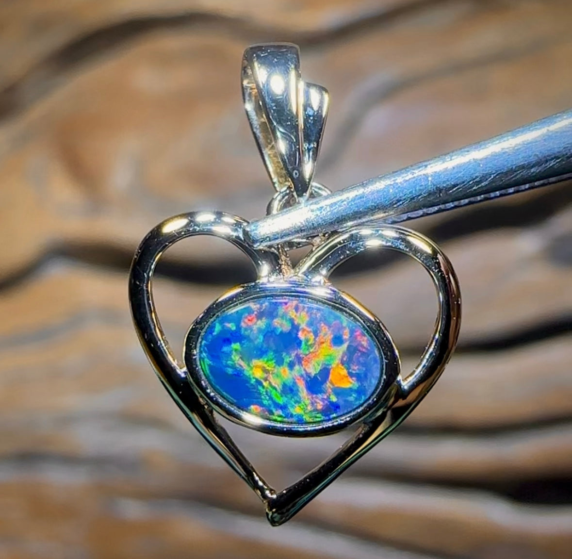 14k Gold - Queensland Boulder Opal Doublet Pendant - Opal Whisperers