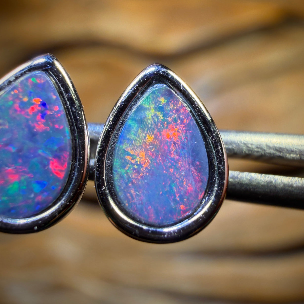 Sterling Silver - Australian Boulder Opal Doublet Stud Earrings