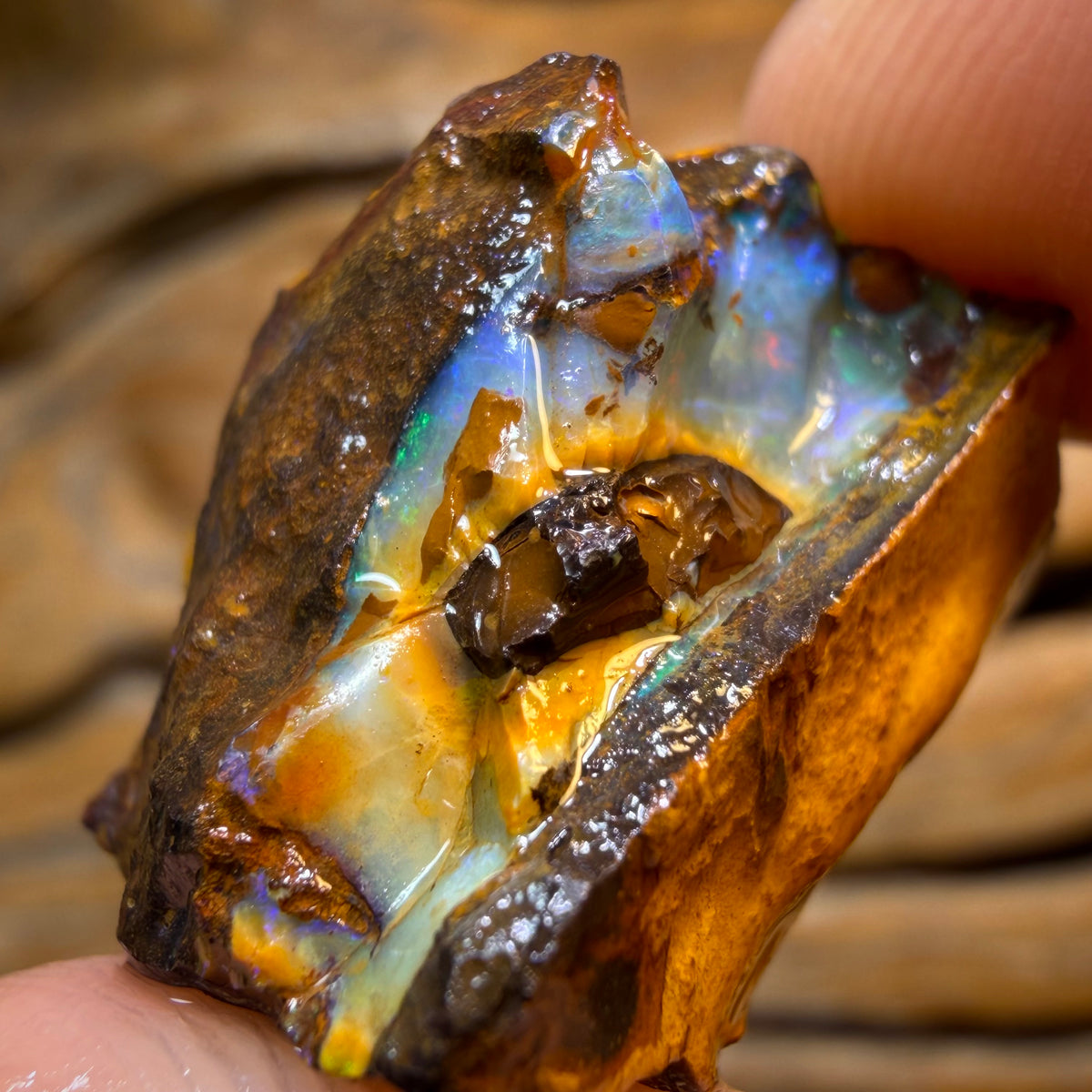 47.1cts - Partial Yowah Nut Crystal Centre Opal Rough Piece