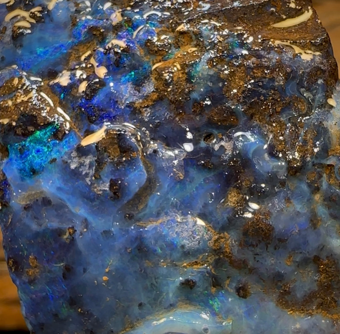 129.8cts - Australian Boulder Opal Rough Preform. Natural Split - Opal Whisperers