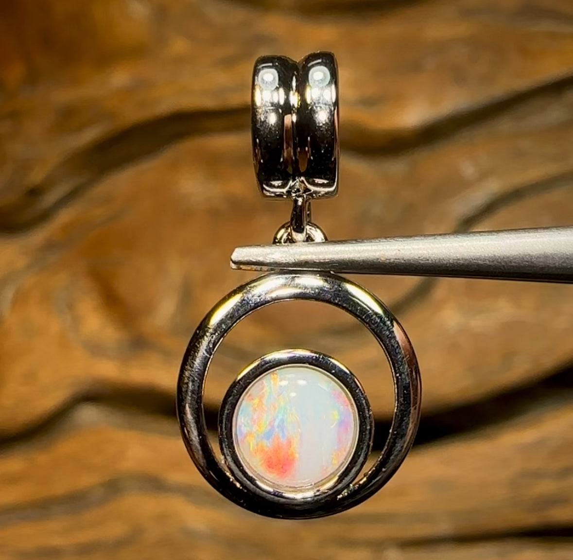 St. Silver - Solid Opal Pendant / pandora style charm - Opal Whisperers