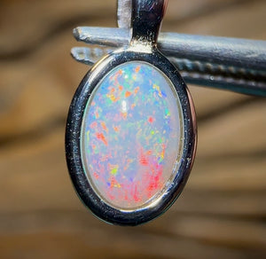 Sterling Silver - Solid South Australian Crystal Opal Pendant - Opal Whisperers