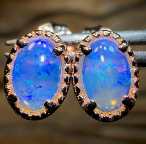 Sterling Silver Plated - South Australian Crystal Opal Stud Earrings