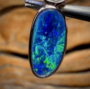 14k White Gold - “Shell Bale” Queensland Boulder Opal Doublet Pendant