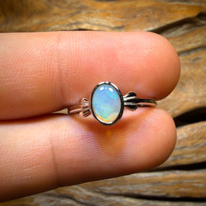 Bargain Card! Sterling Silver - Solid South Australian Crystal Opal Ring
