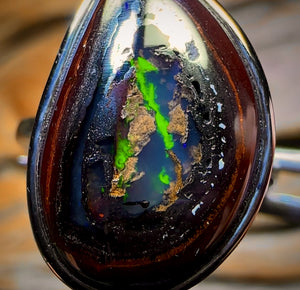 KERNEL MUMMY Sterling Silver - Super Rare Solid Yowah Nut Kernel Opal Ring WOW