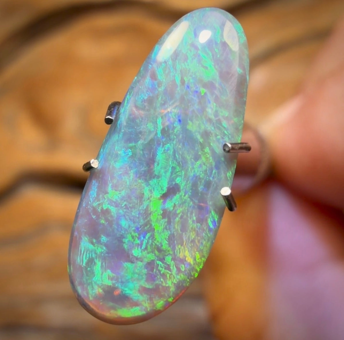 1.9cts - Lightning Ridge Black Crystal Opal. Double Sided