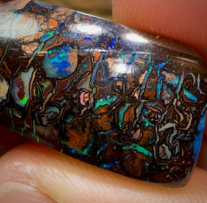 82.4cts - Australian Boulder Opal. Black Tribal Pattern