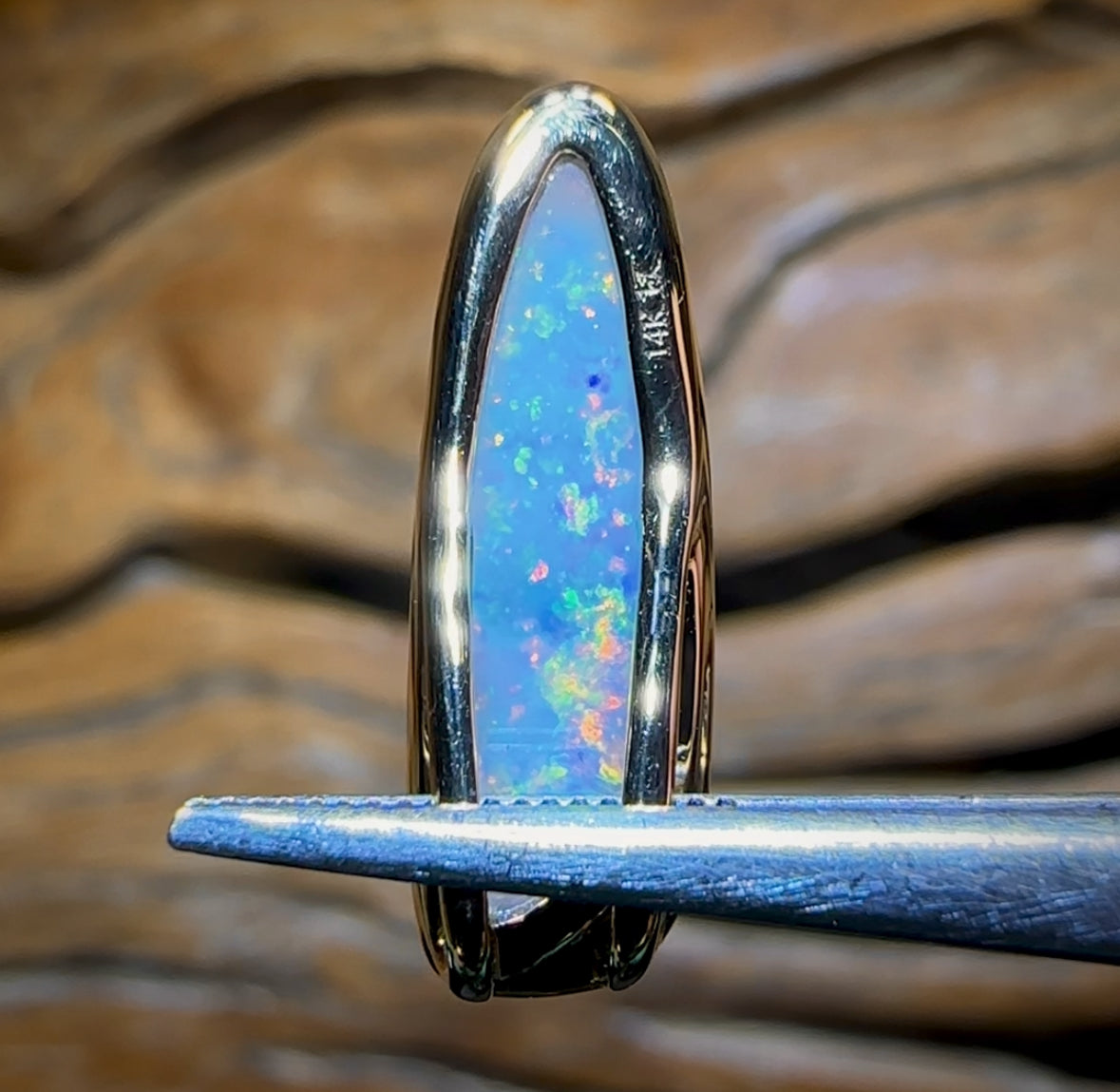 14k Gold - Solid South Australian Crystal Opal Pendant